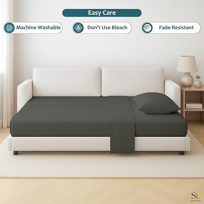 Luxury Queen Sleeper Sofa Bed Sheet Set, 100% Egyptian Cotton, 338 Thread Count - Image 6