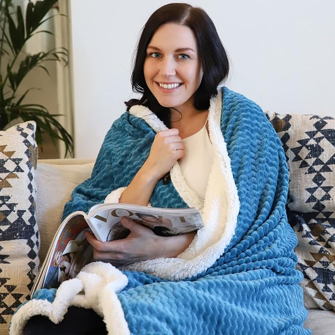 Catalonia Sherpa Throws Blanket, Super Soft Comfy Fluffy Fuzzy Fleece Plush - Image 4