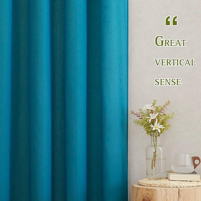 NICETOWN Peacock Green Sheer Curtains, & Drapes, Grommet Semi Sheer Linen - Image 5