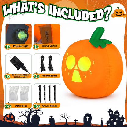 5FT Halloween Inflatables Outdoor Decorations with Projector Face and Music