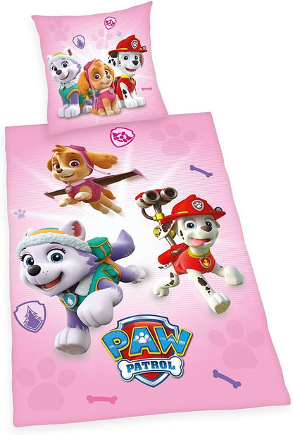 Paw Patrol Bed Linen, Cotton, Pink, 200 x 135 x 0.2 cm