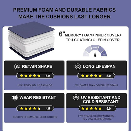 Outdoor Olefin Water-Resistant Deep Seat Cushion Set, Thickened Sofa Chair Pad - Image 3