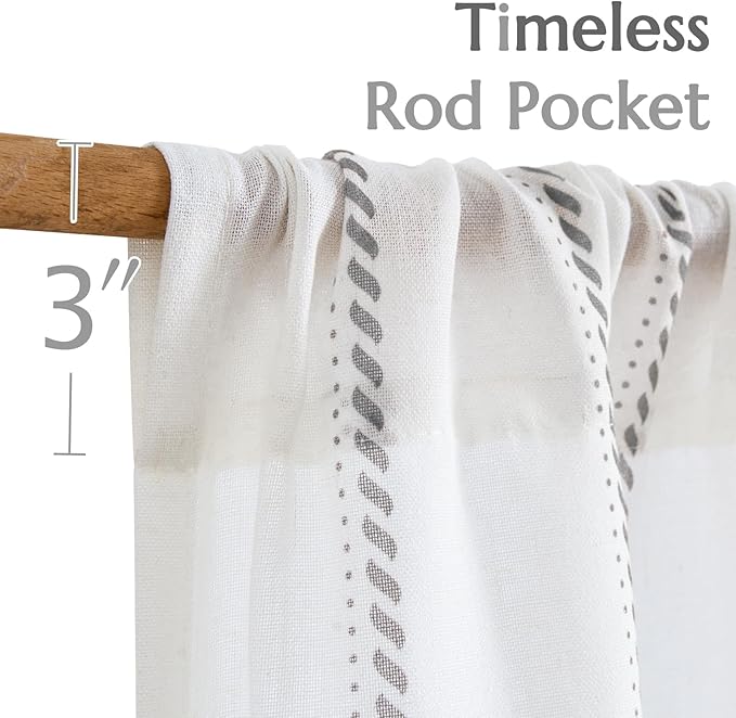 jinchan Linen Striped Kitchen Curtains Tier Cafe Curtains - Image 6