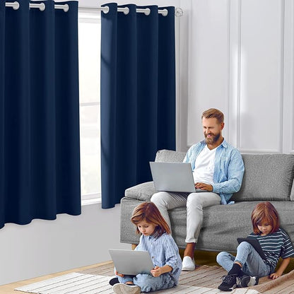 HOMEIDEAS Dark Navy Blackout Curtains - Image 2