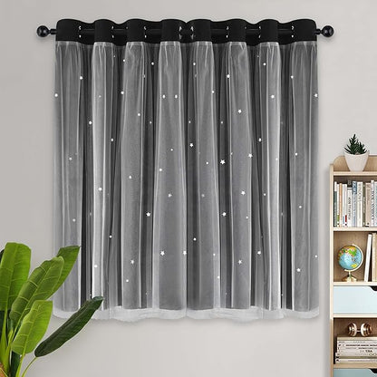 Kinryb Kids Blackout Curtains for Bedroom/Living Room/Classroom, Sheer Overlay - Image 2