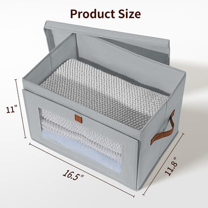 dimj storage bins with lids - 4 pack on a desk or shelf