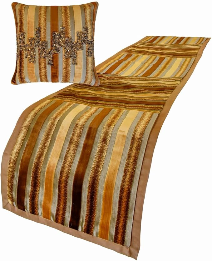 The HomeCentric King/Queen/Twin Gold & Brown Decorative CA King 86"x18" Bed - Image 2