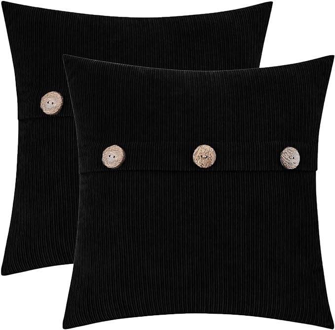 HWY 50 Black Chenille Throw Pillow Covers 16x16 Inch by HWY50