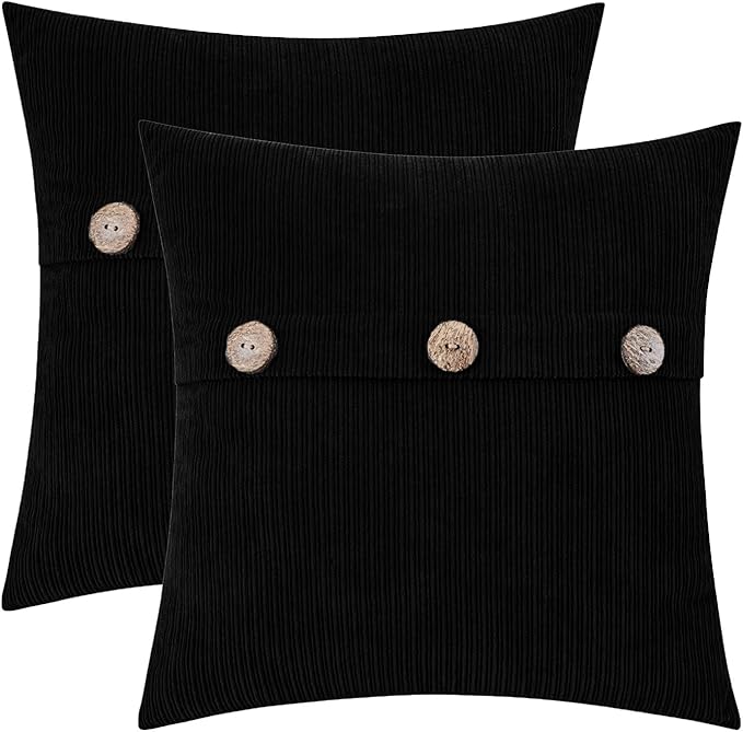 HWY 50 Black Chenille Throw Pillow Covers 18x18 Inch by HWY50