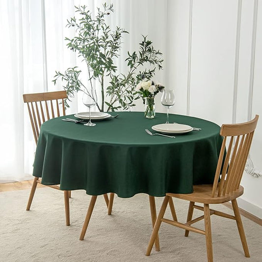 maxmill Round Linen Looking Textured Tablecloth Spill-Proof Wrinkle Free Soft by maxmill