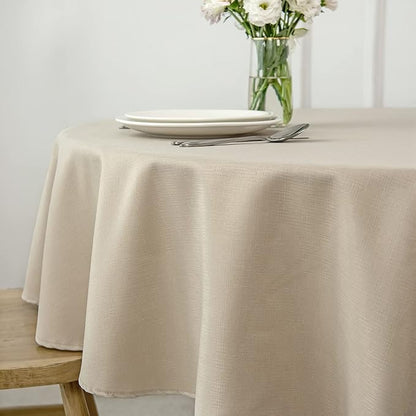 maxmill Round Linen Looking Textured Tablecloth Spill-Proof Wrinkle Free Soft - Image 4