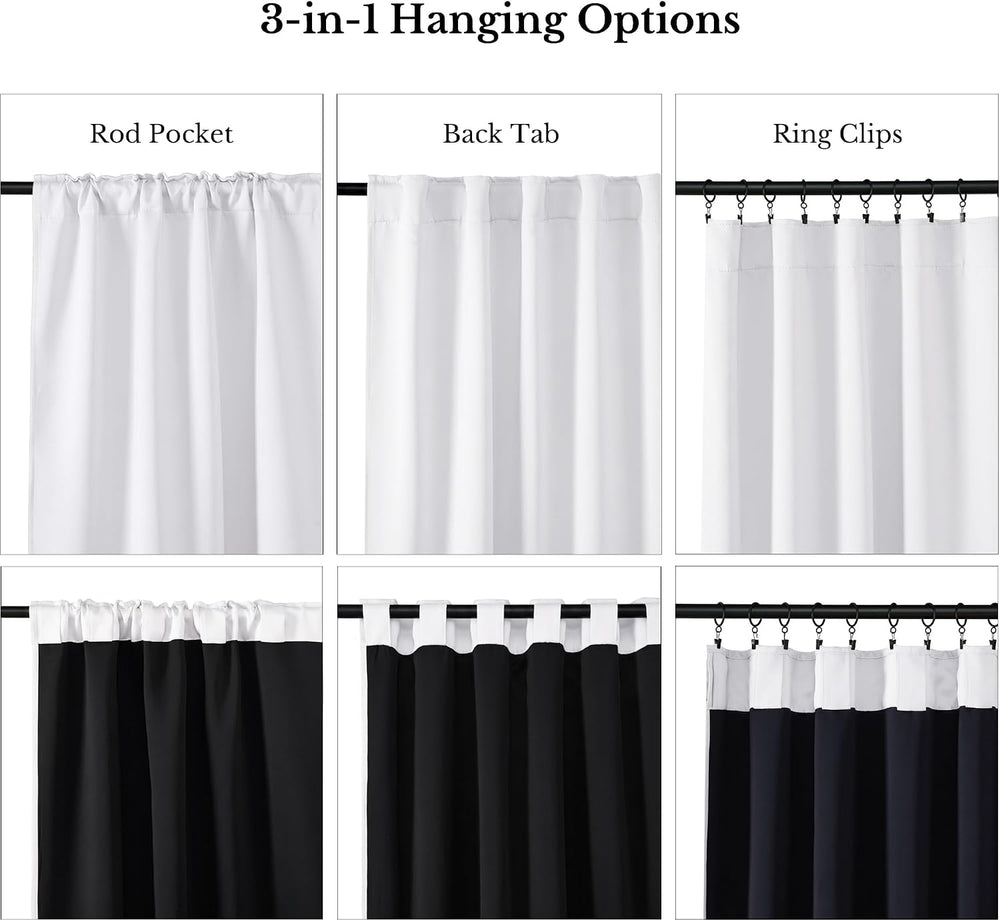 NICETOWN Pure White 100% Blackout Lined Curtains, 2 Thick Layers Completely B...