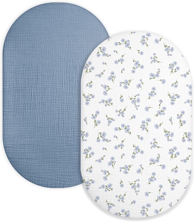 Bassinet Sheet for Baby Boy and Girl 2 Pack, Fitted Sheets for Rectangle by Meowcards