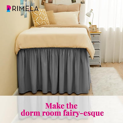 RIMELA Dorm Bed Skirt Twin XL 18 Inch Drop, Extra Long Wrap Around Elastic Bed - Image 6