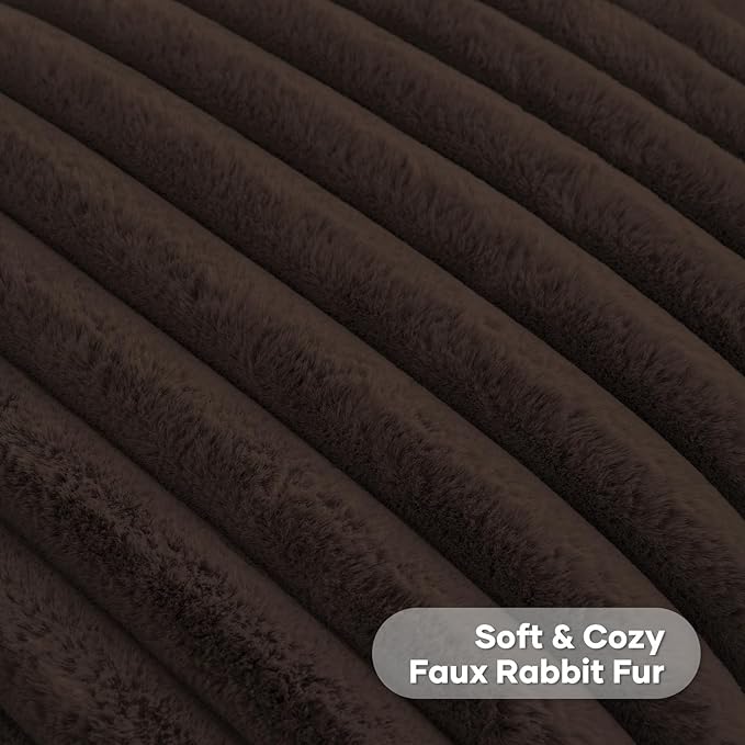 FUTEI Dark Coffee Throw Pillow Covers Set of 2, 18x18 Inch Striped Texture - Image 2