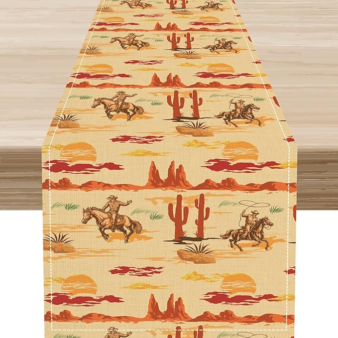 Western Cowboy Table Runner by Unknown