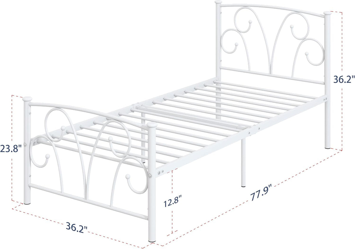 elephance twin bed frame with headboard&footboard metal platform, package contents