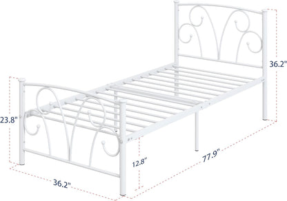 elephance twin bed frame with headboard&footboard metal platform, package contents