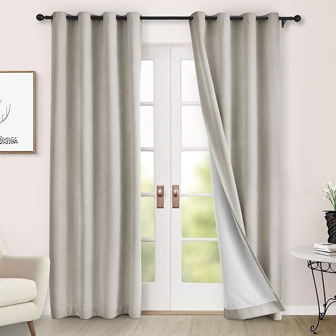 Macochico 100% Blackout Curtains Thermal Insulated Noise Reducing Chenille - Image 4