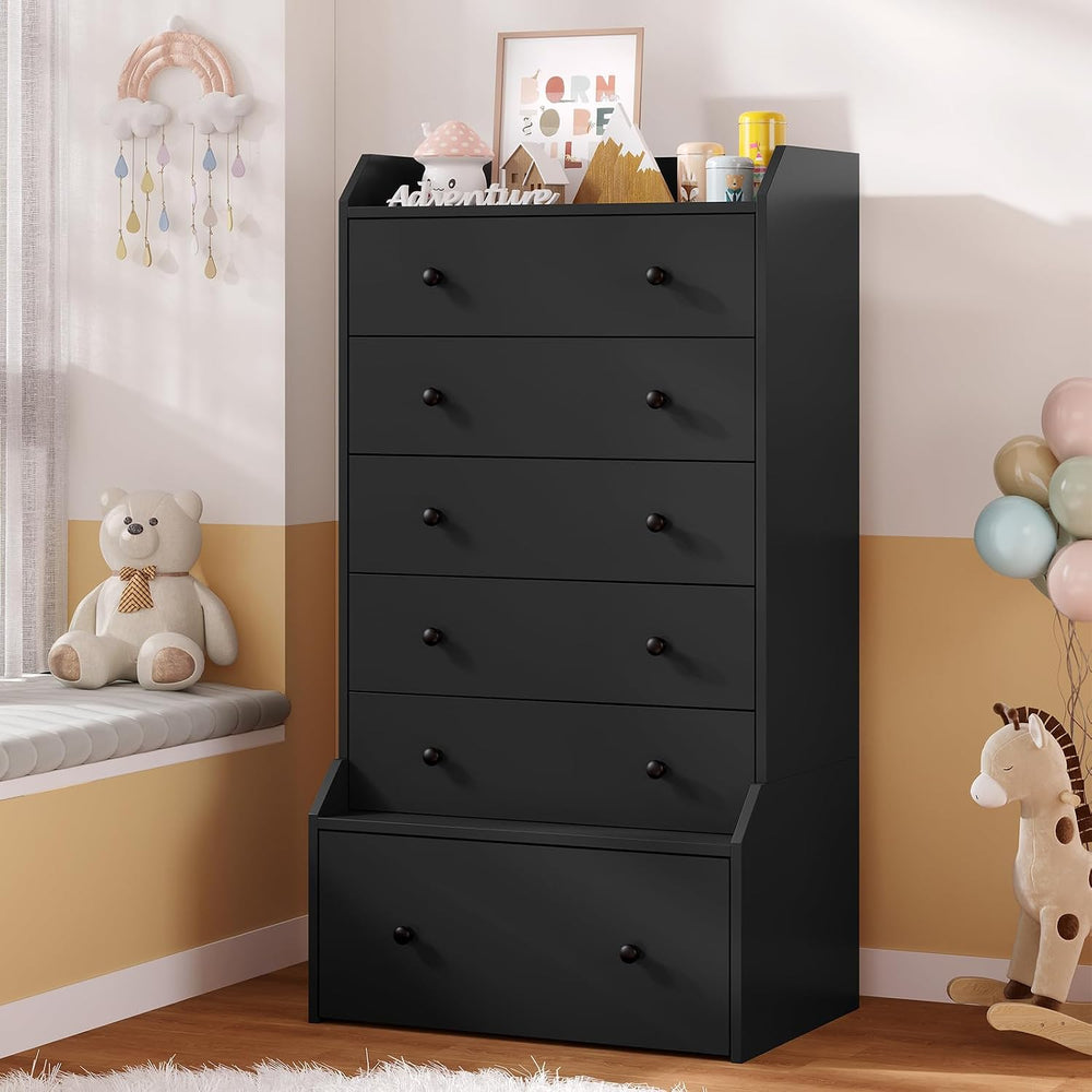 ADORNEVE 6 Drawer Tall Black Dresser for Bedroom