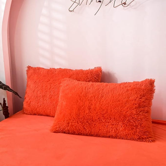 MorroMorn Decorative Pillows Covers, 2 Packs Faux Fur Pillow Cases Standard Size by MorroMorn