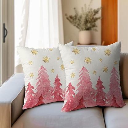 Christmas Tree Throw Pillow 22x22 Inch Set of 2 Cover Winter Christmas - Image 6