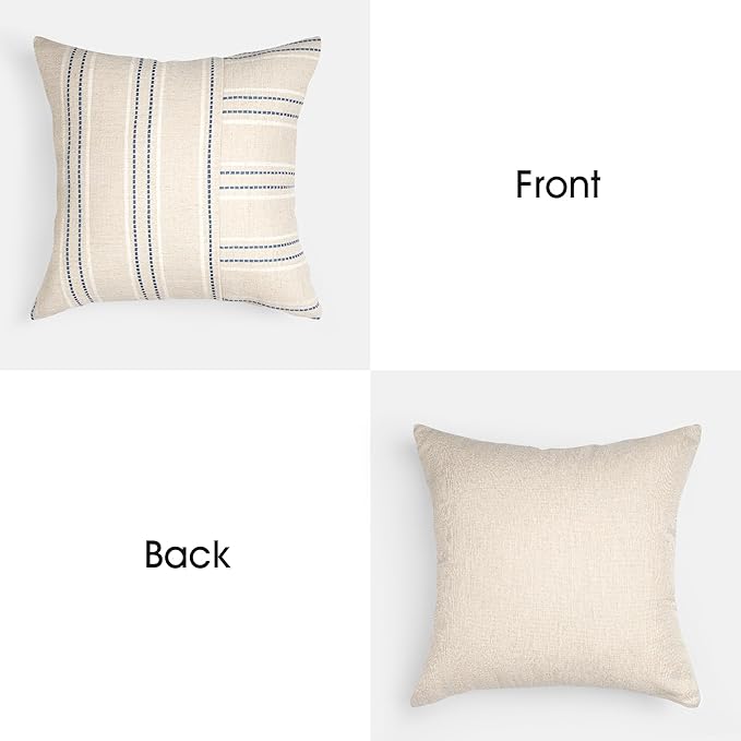 AELS 20x20 Decorative Farmhouse Linen Throw Pillow Covers, Boho Textured Pillow - Image 3
