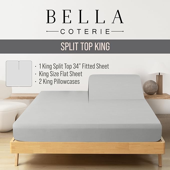 Bella Coterie Luxury Bamboo Viscose 34” Split Top King Size Sheet Set | 1 - Image 2