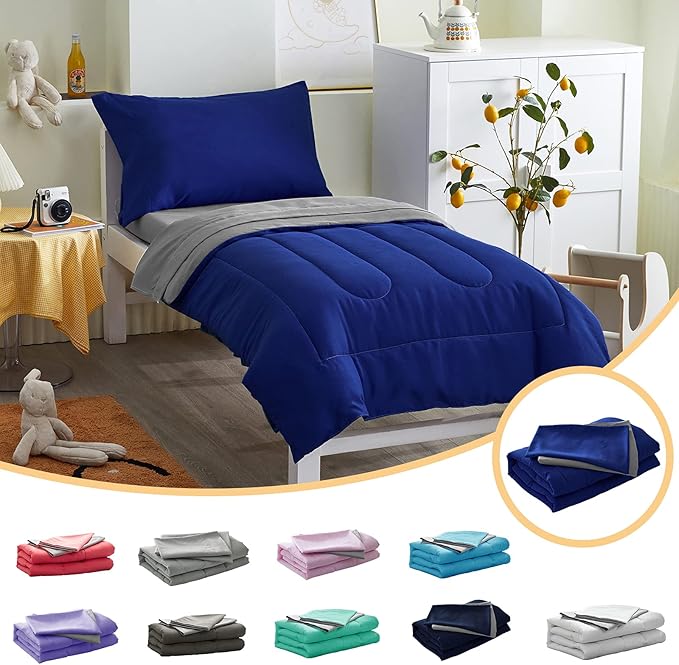 4 Pieces Toddler Bedding Set Ultra Soft and Breathable Toddler Comforter Sheet by Uozzi+Bedding
