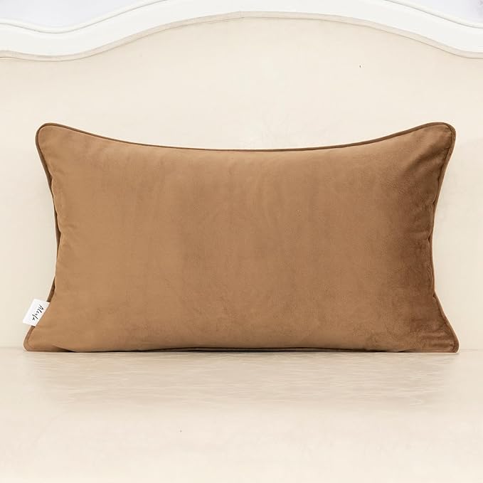 Alerfa Green Brown Floral Throw Pillow Cover 12 x 20 Inch Cut Velvet Rectange - Image 2