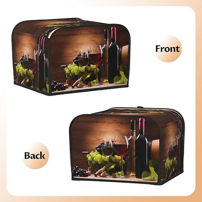 Red Wine Glasses Grape Wooden 4 Slice Toaster Cover, Waterproof Toaster Dust - Image 4