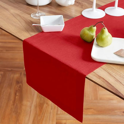 Solino Home 100% Pure Linen Red Table Runner 72 Inches - Image 2