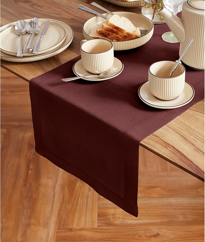 Solino Home 100% Pure Linen Cordovan Table Runner 36 Inches - Image 2