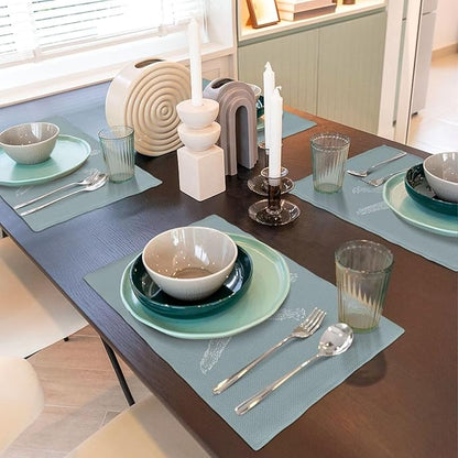 Summer Coastal Placemats Set of 4, Beach Theme Ocean Seafoam Blue Starfish - Image 5