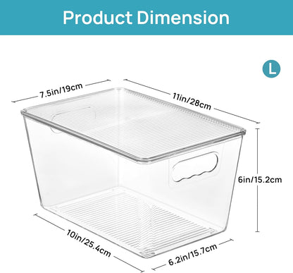 vtopmart 6 pack clear stackable storage bins with shown in use