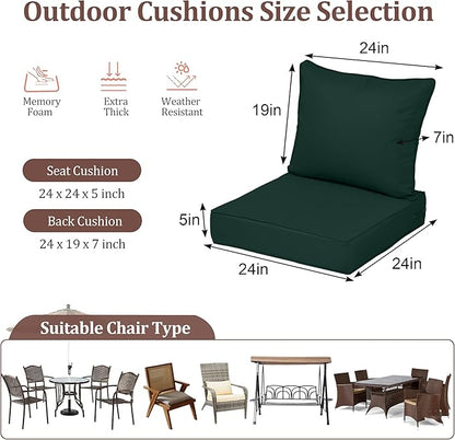 Waterproof Outdoor Chair Cushion Set of 2, Outdoor Cushions - Image 2
