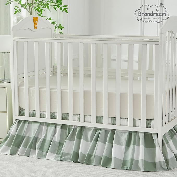 Brandream Gingham Gathered Crib Skirt, Baby Boy, Baby Girl, Gender Neutral Crib - Image 6