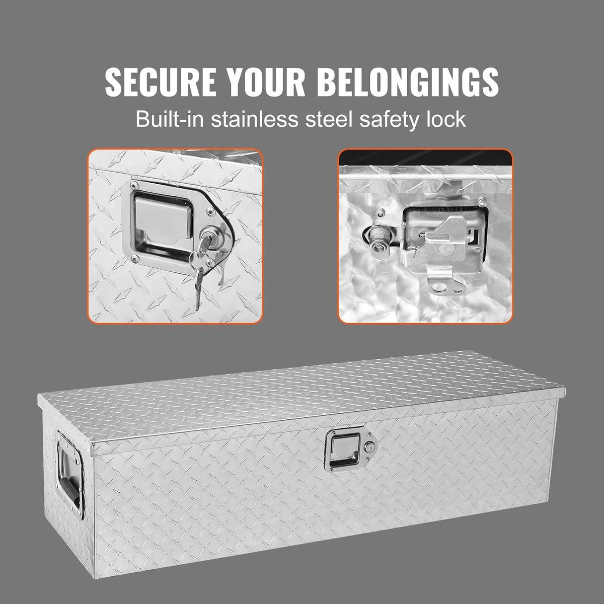 vevor heavy duty aluminum truck bed tool box, side view