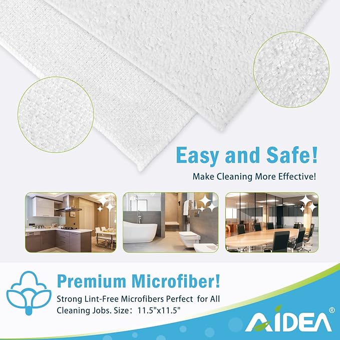 AIDEA Microfiber Cleaning Cloth White, Absorbent Lint Free Rags, Scratch Free - Image 6
