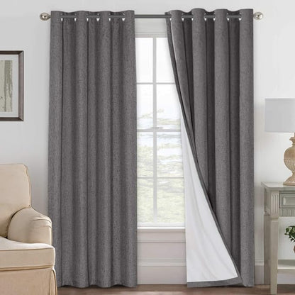 H.VERSAILTEX Linen Blackout Curtains 108 Inches Long 100% Absolutely Blackout by HVERSAILTEX