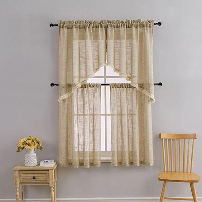 Beda Home Tassel Linen Textured Swag Valances - Image 6