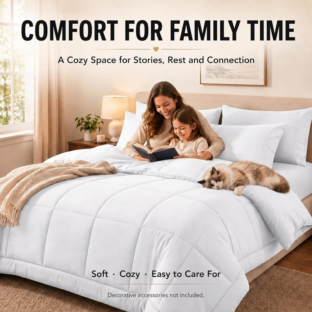 CozyLux Full Size Comforter Sets White - 7 Pieces Bed in a Bag