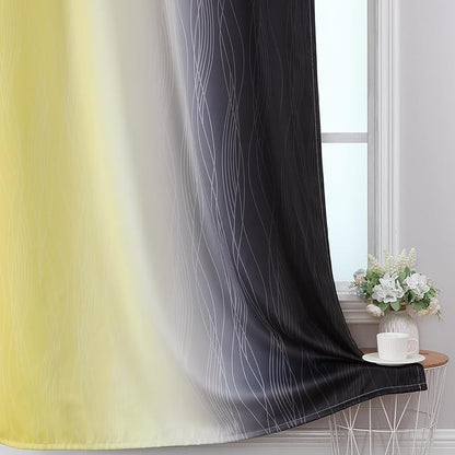 Estelar Textiler Black and Yellow Ombre Blackout Curtains - Image 6