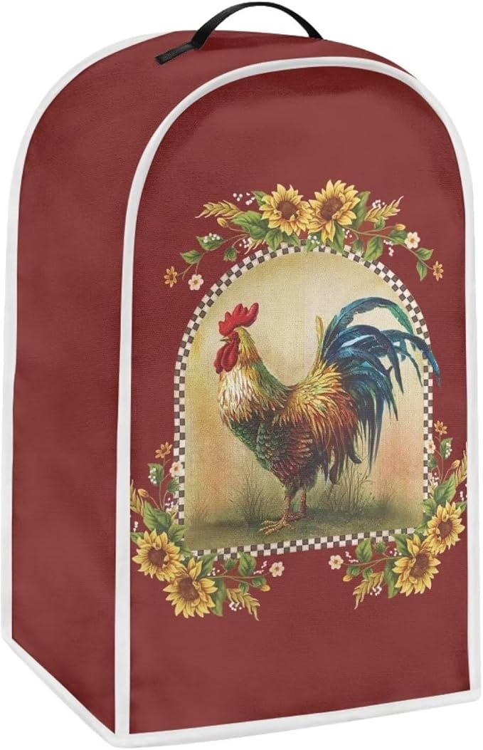 Sunflower Rooster Print Blender Dust Cover, Stand Mixer or Coffee Maker by Annejudy