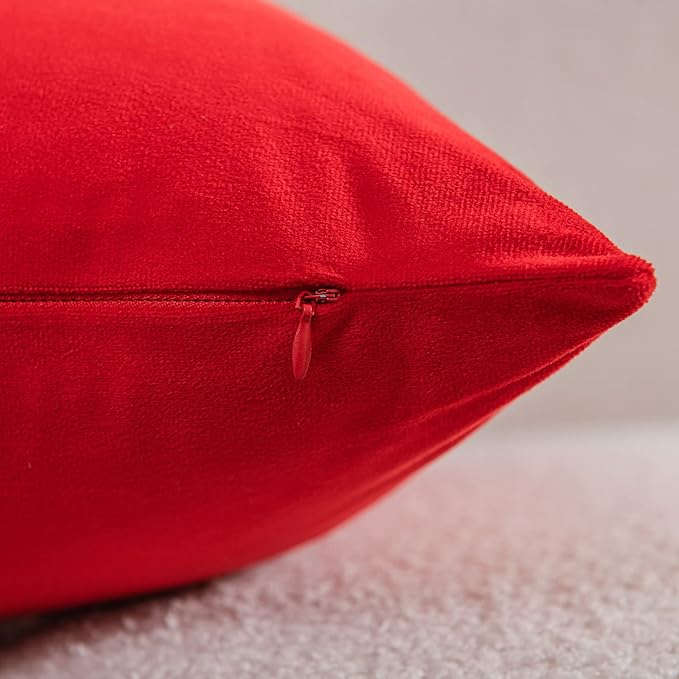 Throw Pillow Covers 22x22 Christmas Red: 2 Pack Cozy Soft Velvet Square - Image 2