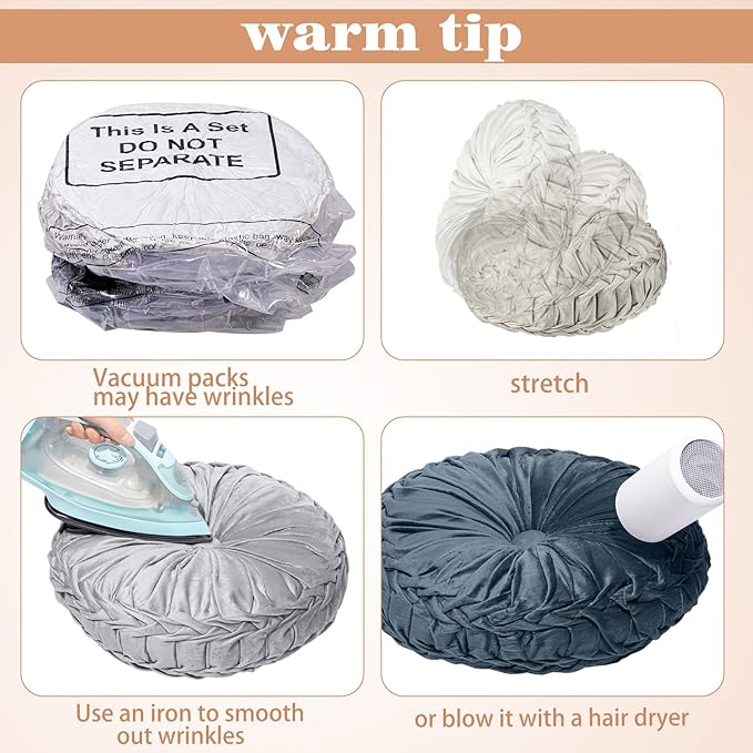 Yerliker 6 Pcs Floor Pillow Cushions 15inch Round Velvet Throw Pillows Colorful - Image 3