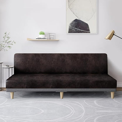 molasofa Leather Like Stretch Futon Slipcover Armless Futon Bed Sofa Cover - Image 3