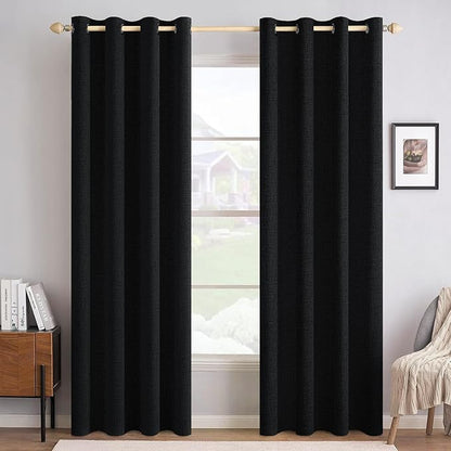 MIULEE Linen Texture Curtains for Bedroom Solid 100% Blackout Thermal Insulated by MIULEE