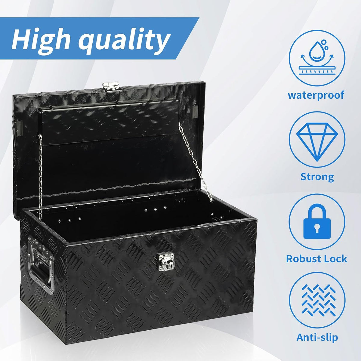 12 x 9.5 inch aluminum truck tool box, package contents