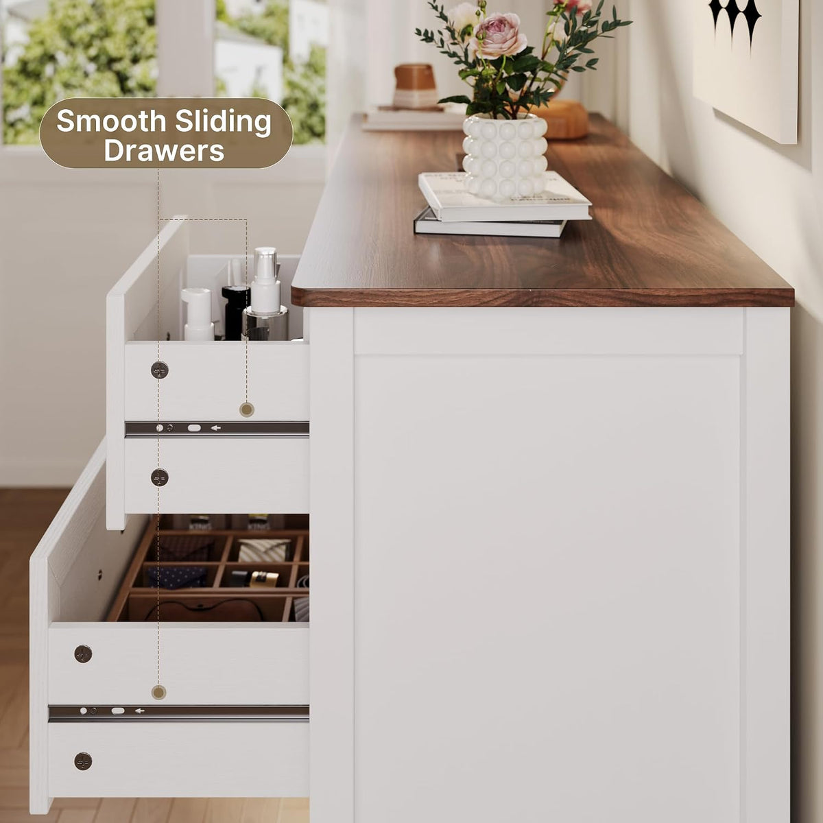 gizoon farmhouse 7 drawers dresser, white chest of showing dimensions